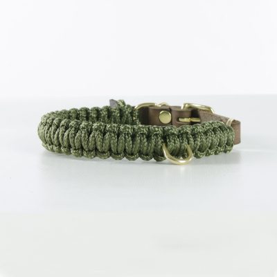 Molly and Stitch Touch of Leather Collar Military Olive