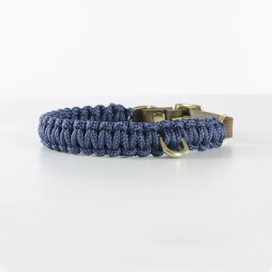 Molly and Stitch Touch of Leather Collar Navy Blue