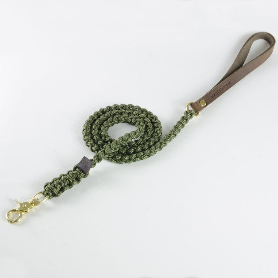 Molly and Stitch Touch of Leather Leash Military Olive