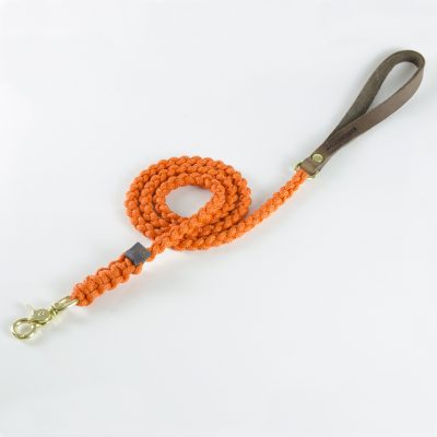 Molly and Stitch Touch of Leather Leash Pumpkin Orange
