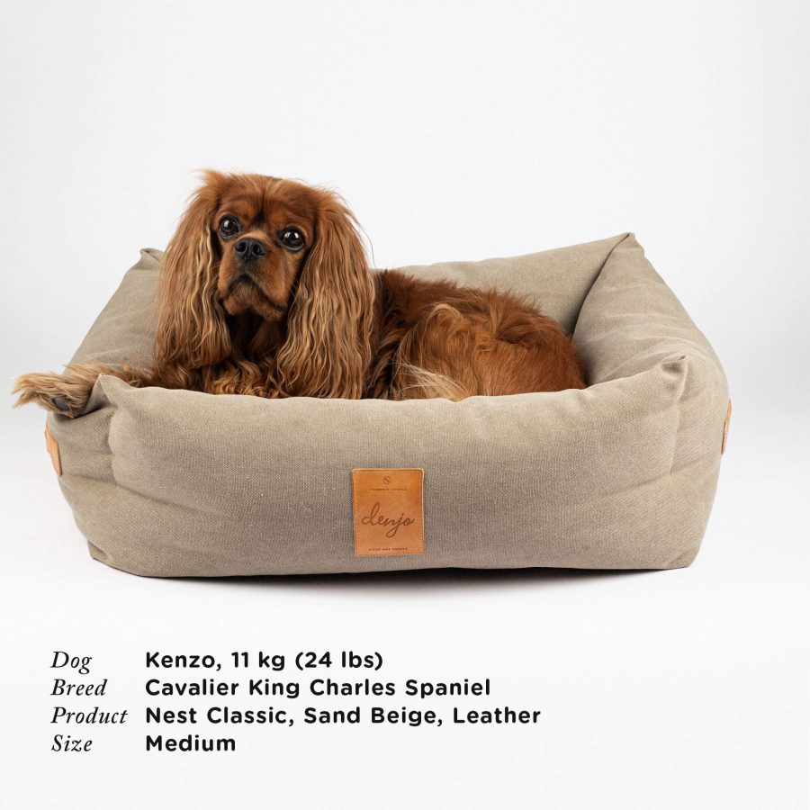 Denjo Dogs Hundbädd Nest Classic med Läderdetaljer Sand Beige - Bild 3