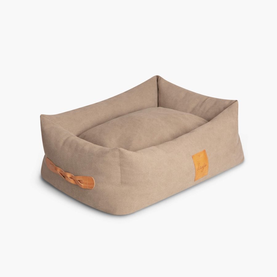 Denjo Dogs Hundbädd Nest Classic med Läderdetaljer Sand Beige