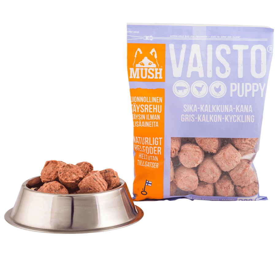 MUSH Vaisto® Puppy Ljuslila (Gris-kalkon-kyckling) 800g
