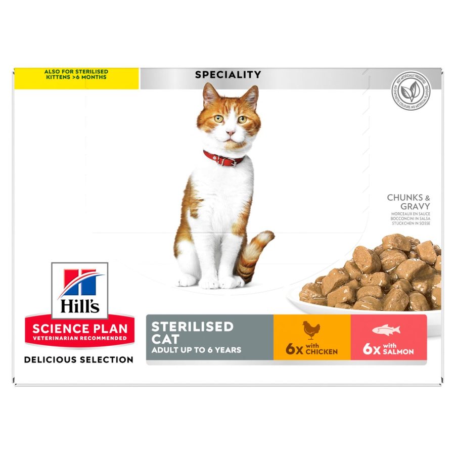 Hills SP Feline Adult Sterilised Salmon & Chicken 12x85g portionspåsar